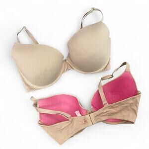 PINK by Victoria’s Secret Nude T-Shirt Bra Size 36DD Smooth Underwire Everyday